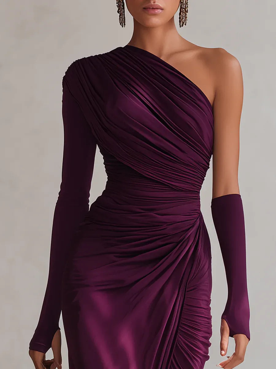 Isadora™ — Robe maxi drapée une épaule
