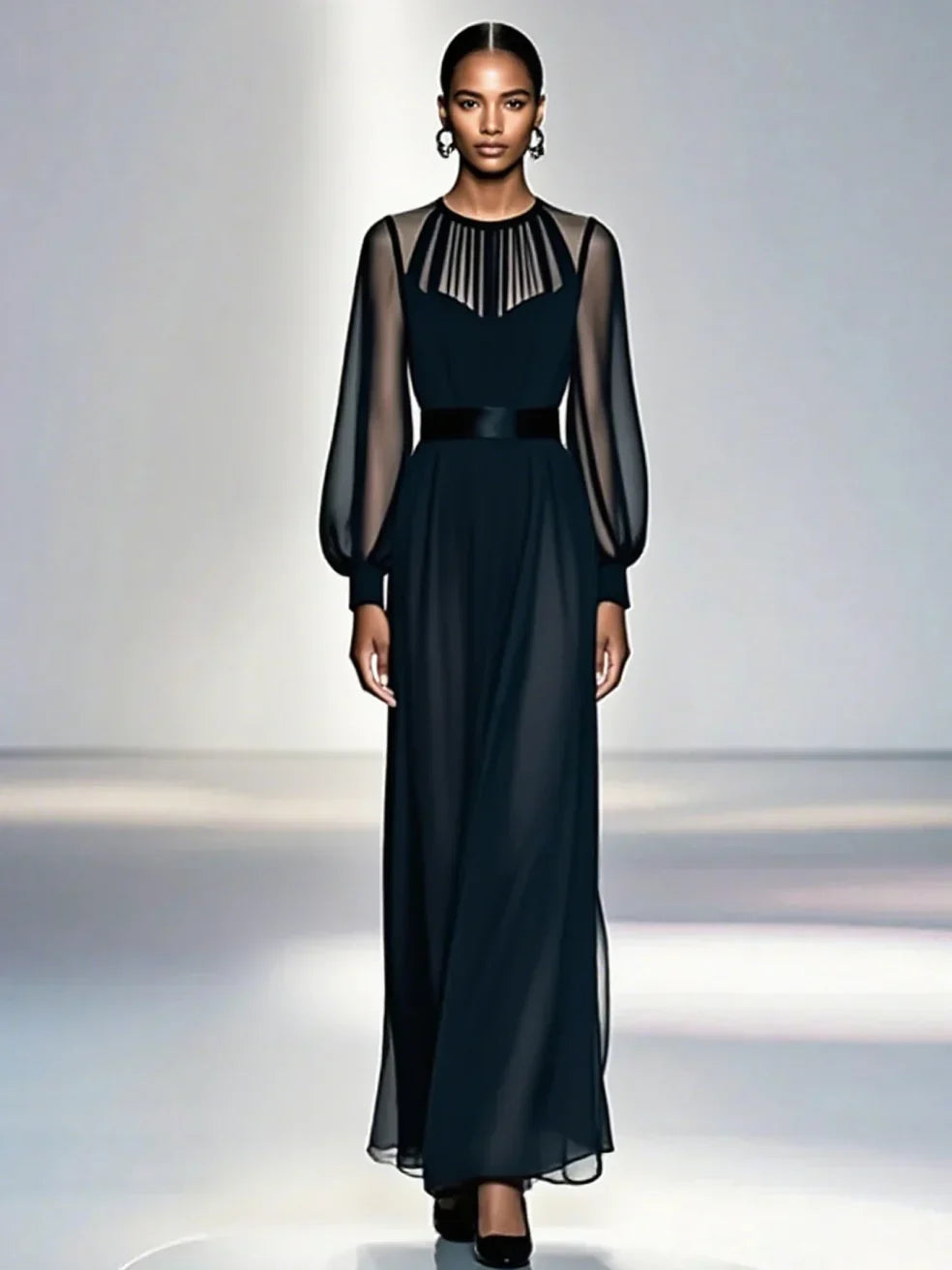 Élisea™ — Robe noire élégante fluide intemporelle