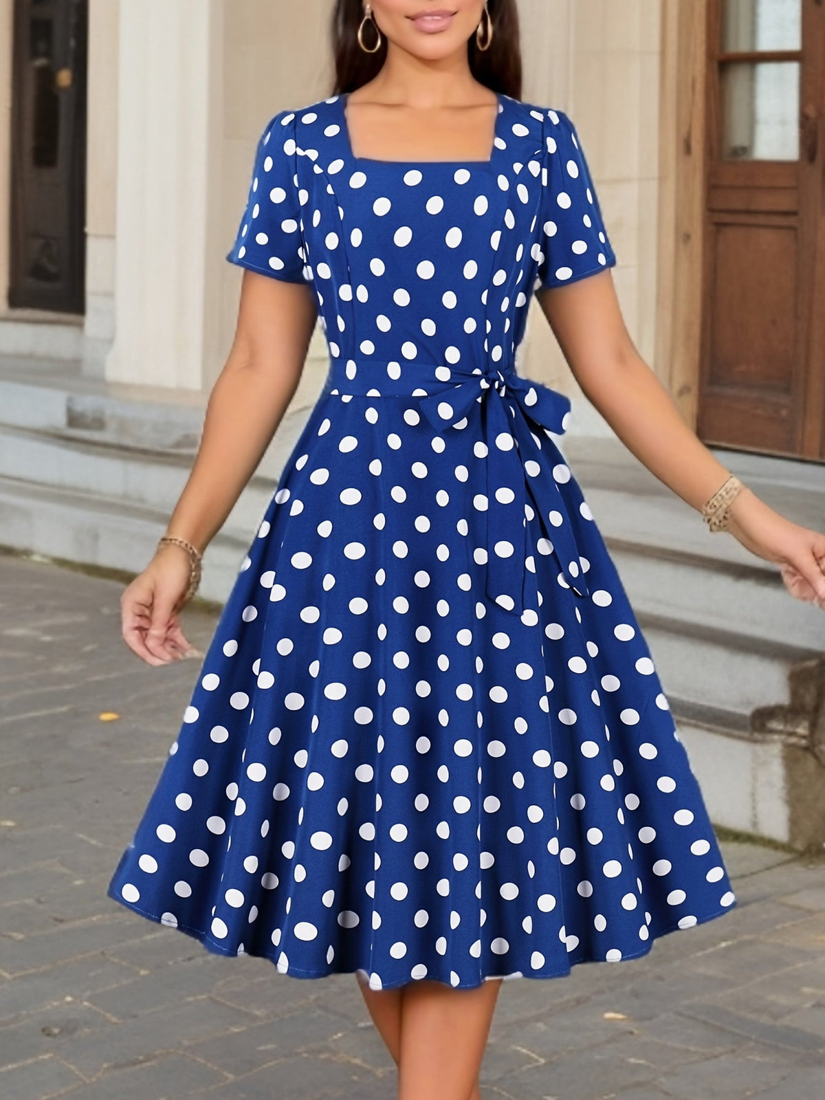 Marguerite™ | Robe pois élégante confortable intemporelle