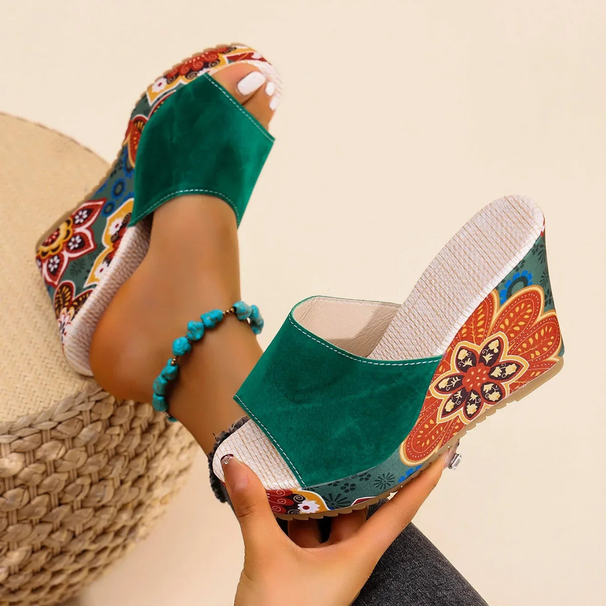Joelle™ — Mules sculpturales à talon fleuri